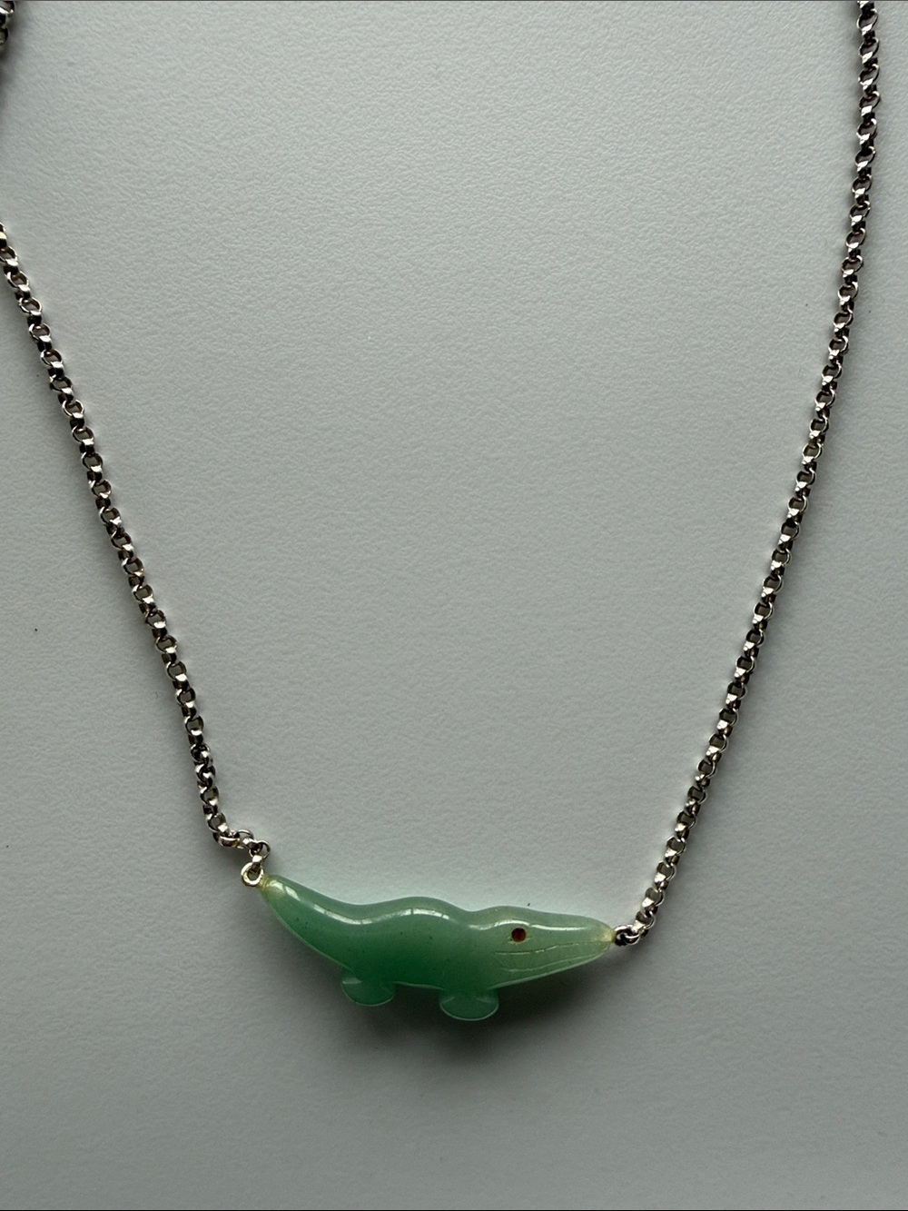 Mignon Faget Adventurine Green Alligator Sterling Silver Necklace - Picture 4 of 7